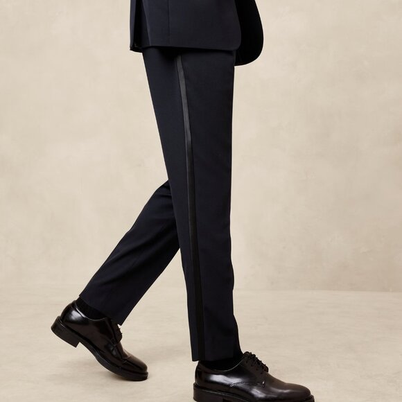 Banana Republic Factory Tailored-Fit Luxe Tuxedo Suit Trouser size 31/30 Navy - Picture 3 of 5